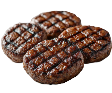 Grilling delicious beef burgers at home cooking isolated on transparent background
