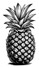 Obraz premium Detailed Hand-Drawn Engraving Illustration of a Pineapple