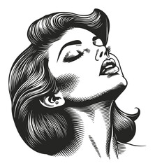 Elegant Hand-Drawn Engraving Illustration of a Woman's Portrait