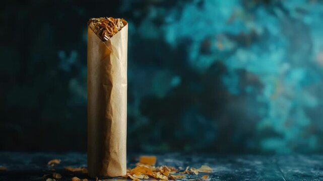 A single cigarette sits on a table, waiting to be lit