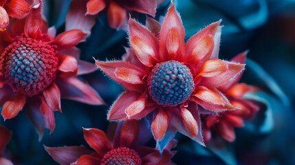 Red pineapple flower closeup.