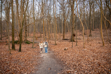 Two women walking in the forest. Forest. Nature. Outdoor recreation.