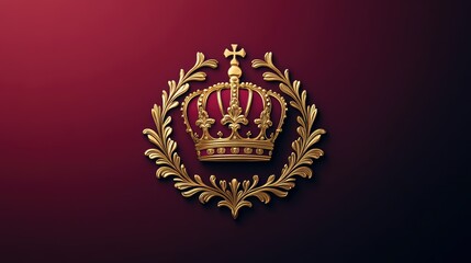 Golden crown emblem, regal insignia, royal crest