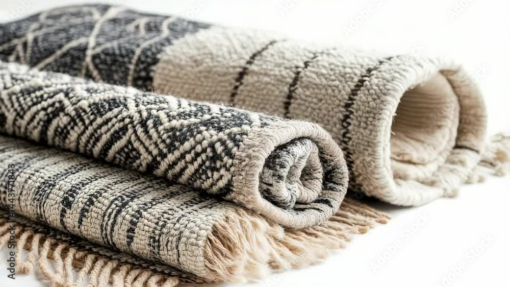 Poster A stack of soft blankets resting on a flat surface