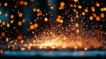 Fiery sparks erupting upward in a dazzling display of light