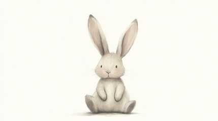 Obraz premium Adorable HandDrawn Bunny Sitting Upright with Long Ears Perfect for Childrens Books Greetin