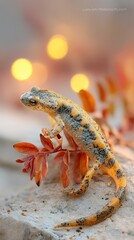 Small, colorful lizard on a rock