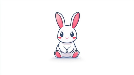Obraz premium Adorable Cartoon Rabbit with Pink Accents Perfect for Easter Childrens Content and Cute Des