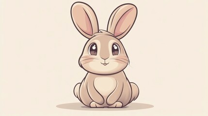 Obraz premium Adorable Cartoon Rabbit with Big Eyes and Floppy Ears Perfect for Easter Childrens Books an