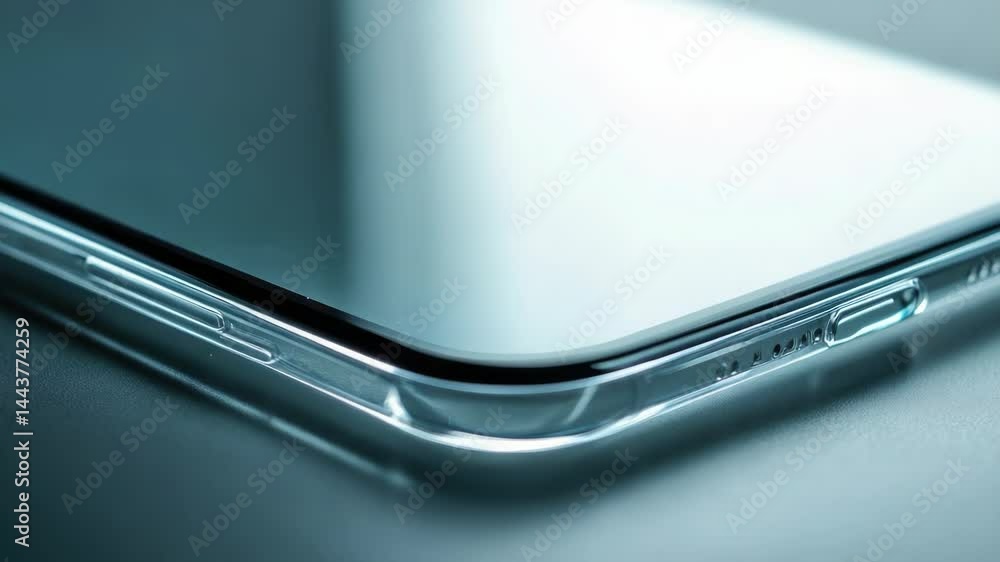 Poster a close-up shot of a cell phone lying on a table, ready for use