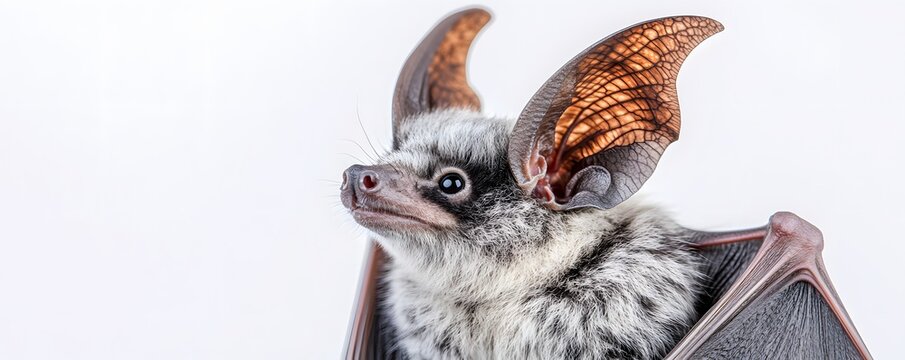 Honduran white bat with large ears against white background