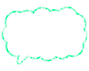 ステンドグラス風吹き出し　三角形模様　細長い雲形