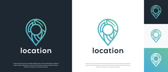 Location logo design. Nature location logo icon made with lines