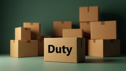 Cardboard boxes arrangement with duty label