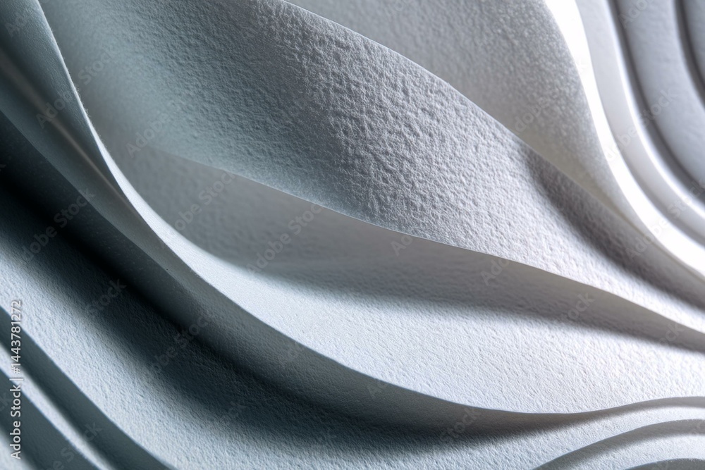 Poster abstract white textured waves: a dynamic background with light and shadow interplay