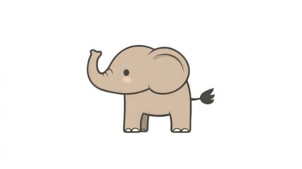 Fototapeta premium A cute cartoon elephant with a raised trunk perfect for childrens books educational material