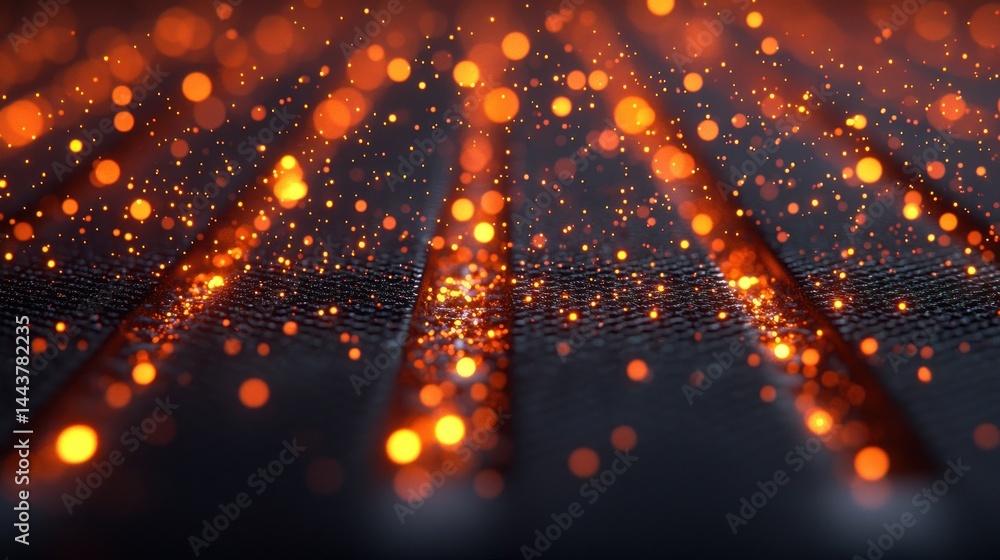Wall mural glowing particles over a surface with lights and sparkles