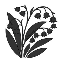Lily of the Valley Bouquet with Ribbon Vector Illustration