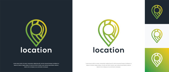 Location logo design. Nature location logo icon made with lines