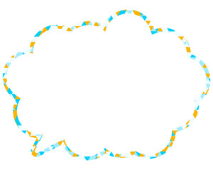 ステンドグラス風吹き出し　三角形模様　丸みのある雲形