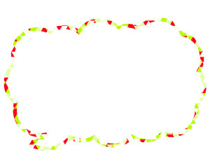 ステンドグラス風吹き出し　三角形模様　細長い雲形