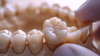 Step by step process of placing a dental crown on a tooth