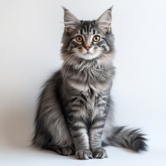 Grey kitten sitting, studio background, pet portrait, website banner