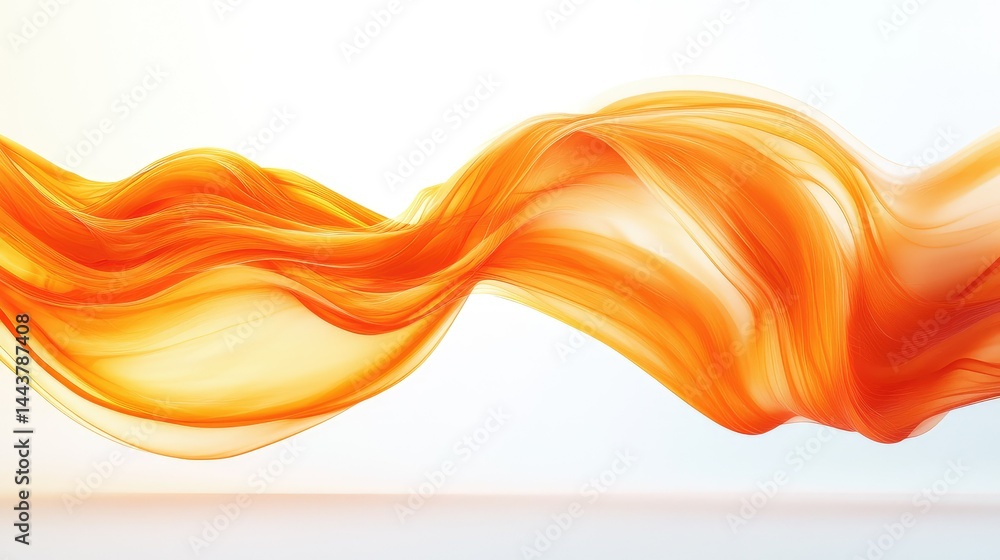 Aufkleber dynamic orange flowing fabric. a smooth, orange fabric streams in elegant waves against a bright bac