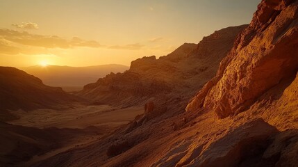 Naklejka premium Negev Desert rocks at sunrise: Stunning landscape.