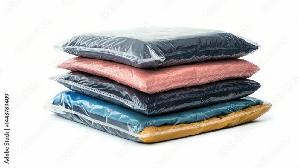 Poster a stack of four pillows arranged one on top of the other