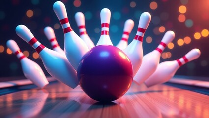 Bowling collision dynamic illustration of action and excitement