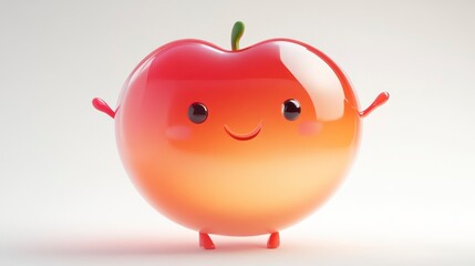 A cheerful animated apple character with expressive eyes and a friendly smile perfect for chil