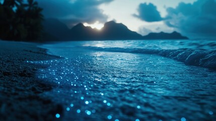 Mystical beach at dusk