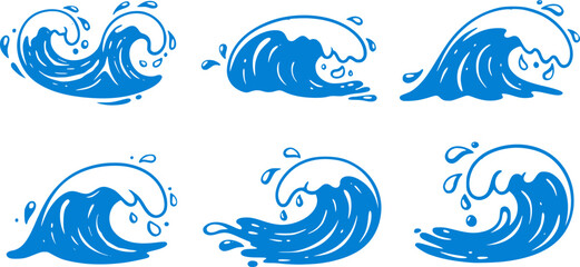 Wave icon set template vector logo
