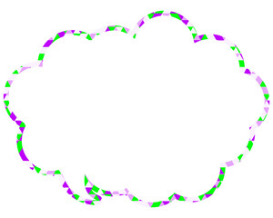 ステンドグラス風吹き出し　三角形模様　丸みのある雲形