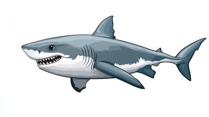 Fototapeta premium Detailed Illustration of a Fierce Marine Predator with Sharp Teeth and Streamlined Body Ideal