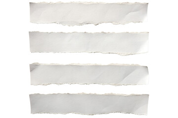  torn white paper strips isolated on transparent background