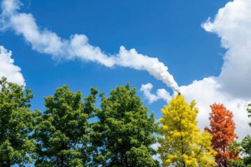 Obraz premium Trees sky smoke pollution environmental impact outdoor nature