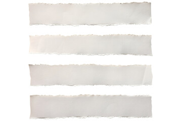  torn white paper strips isolated on transparent background
