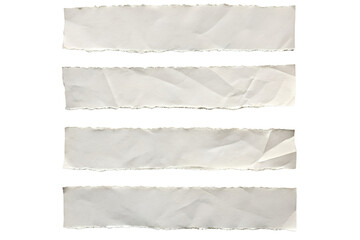  torn white paper strips isolated on transparent background