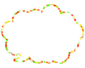 ステンドグラス風吹き出し　三角形模様　丸みのある雲形