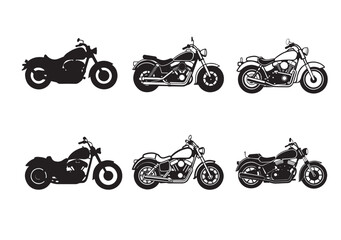Naklejka premium Harley Davidson bike silhouette vector Set