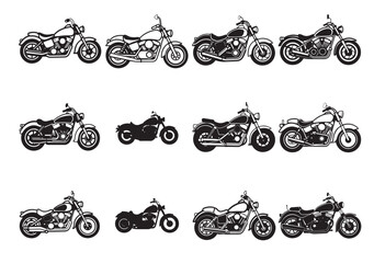 Harley Davidson bike silhouette vector Set