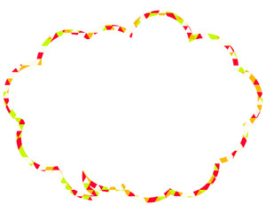 ステンドグラス風吹き出し　三角形模様　丸みのある雲形