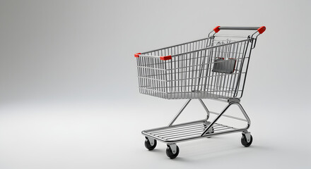 Empty Shopping Cart Isolated on White Background