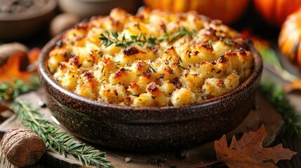 Autumnal, savory, creamy stuffing dish