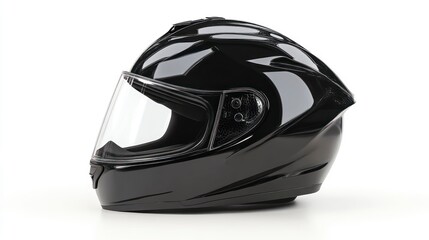 Fototapeta premium Black Motorcycle Helmet with Visor Safety Gear for Riders