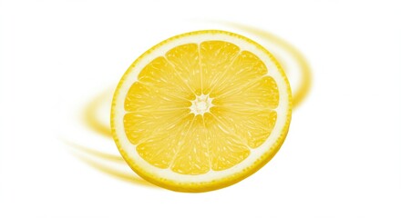 Fresh Lemon Slice on White Background