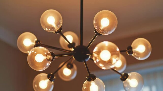 A chandelier with many light bulbs