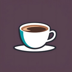 Obraz premium Minimalist vector icon of a coffee cup, simple design, bold outlines, vibrant colors, isolated on white background